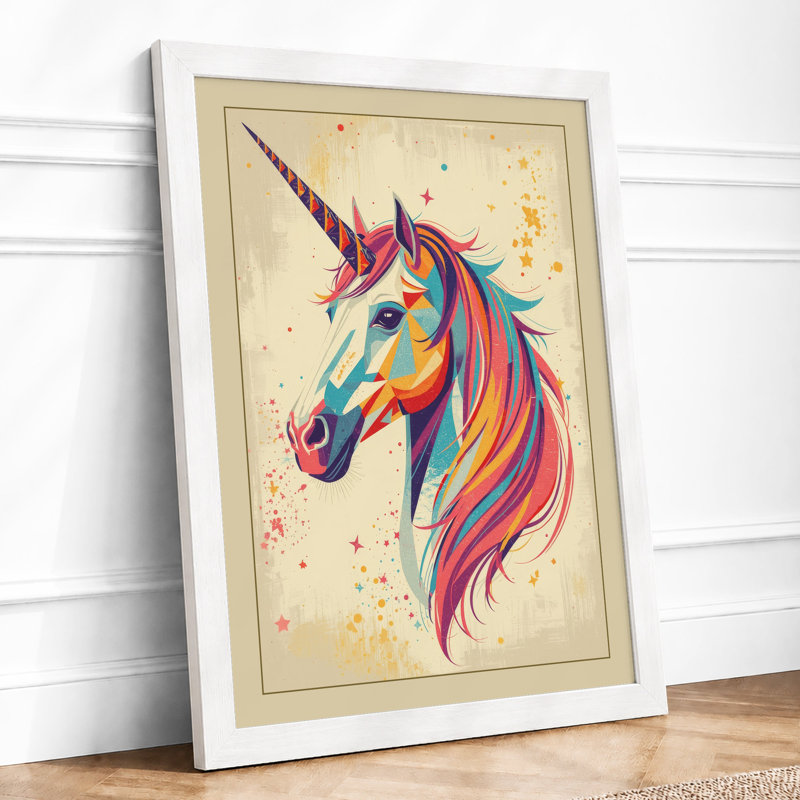 Whimsical Unicorn Maximalist - Framed Print, A2 - 59.4 x 42.0 cm, White