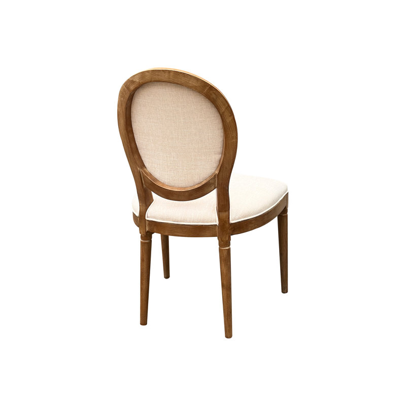 48cm H Polyester Blend Upholstered King Louis Back Accent, Beige
