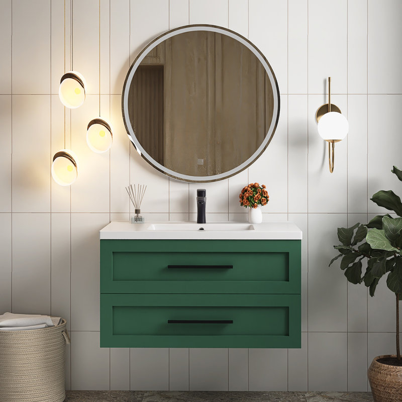 36" Wall-Mounted Floating Bathroom Vanity With Sink