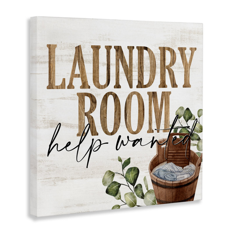 Help Wanted Rustic Laundry Room Canvas, design by Kim Allen, 17" H x 17" W