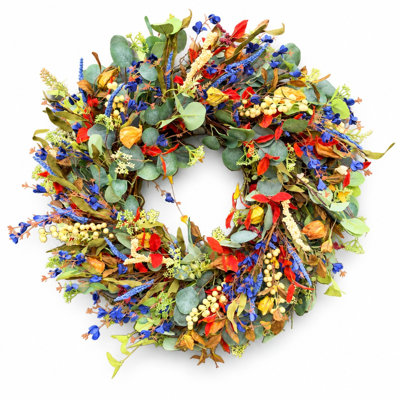 Handcrafted Faux Eucalyptus and Berry Foam and Paper 24 " Wreath