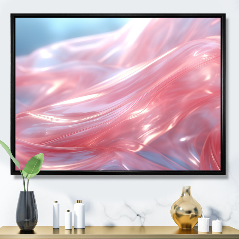 Rose Valse tourbillon II - art mural géométrique, Cadre flottant noir, H 24 po x l 32 po x P 1 po