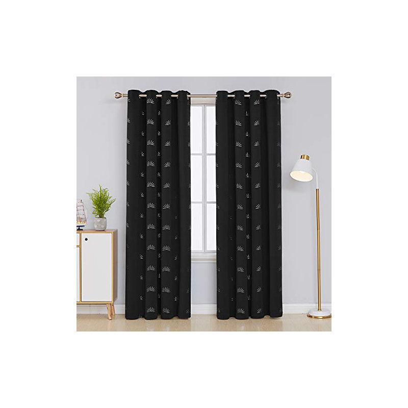 Blackout Curtain Pair, 140cm wide x 290cm high, Black