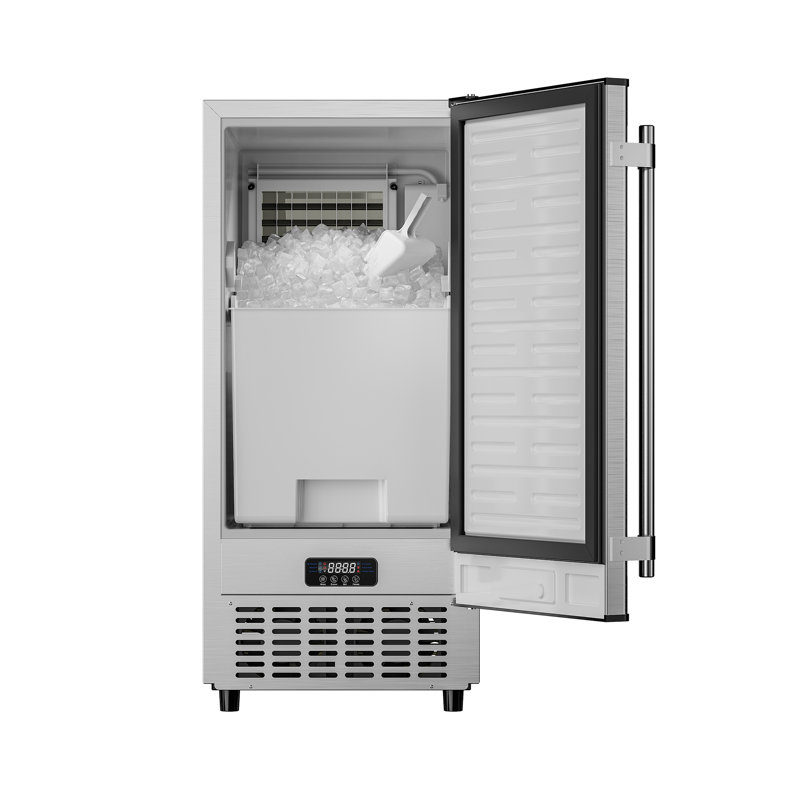 Coolake 15" 80lbs/day Under Counter Ice Maker Built-in Freestanding Ice Machine With 25lbs Storage Bin In Stainless Steel