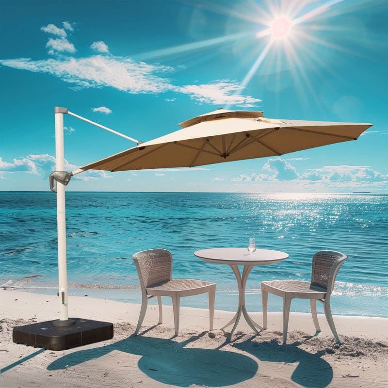 Parasol en porte-à-faux 137,8 po Jiaxian, Beige
