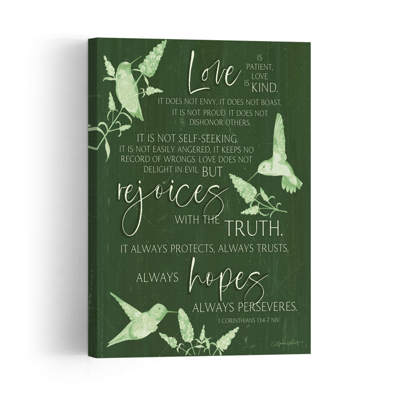 Love Is Patient Hummingbirds Abstract Contemporary Hummingbird Bird Landscape Nature Wall Art Print by Annie LaPoint - Wrapped Canvas Print