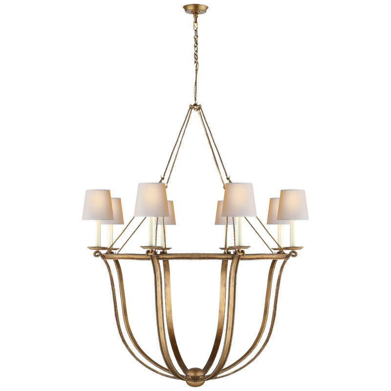Chapman & Myers Lancaster Chandelier, Gilded Iron, Paper