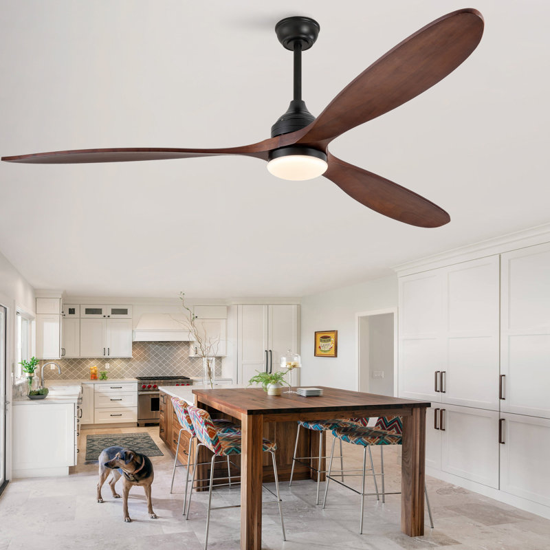 Ventilateur de plafond extra-large de 70 pouces en bois massif avec télécommande et lumière