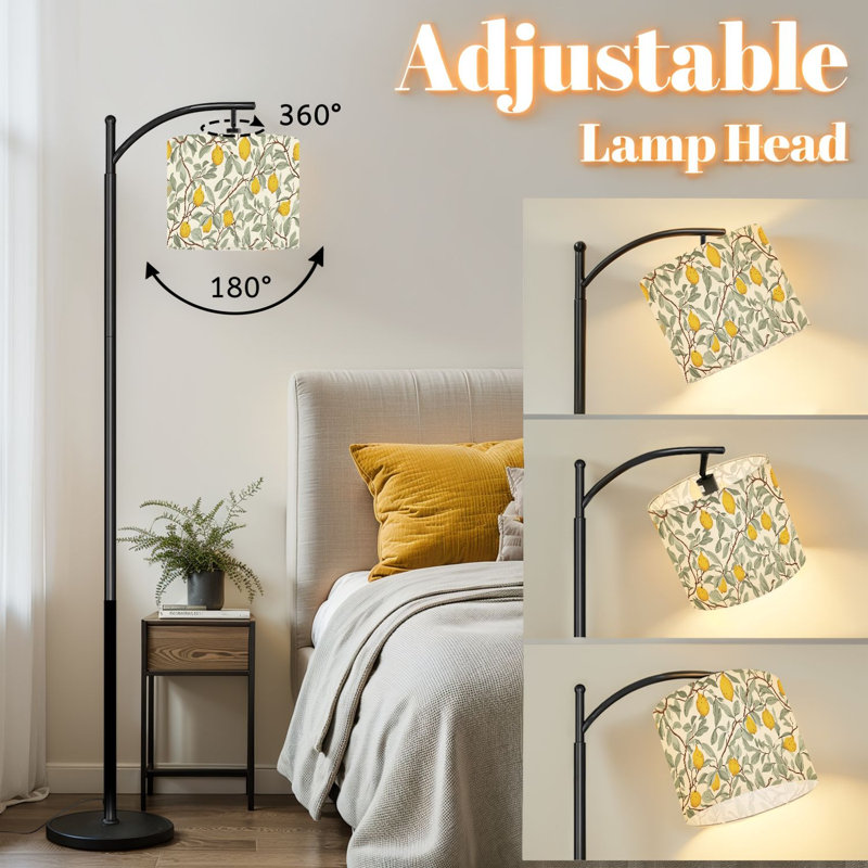 Lampe sur pied à arc avec abat-jour réglable Botanical Summer Tree