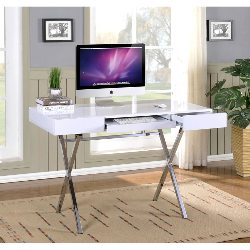 Lukian Solid Wood Steel, White