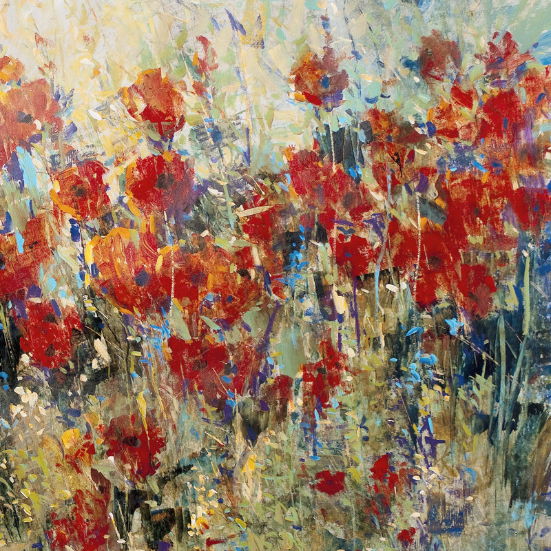 Champ de coquelicots rouges II, H 36 po x l 36 po x P 1,25 po
