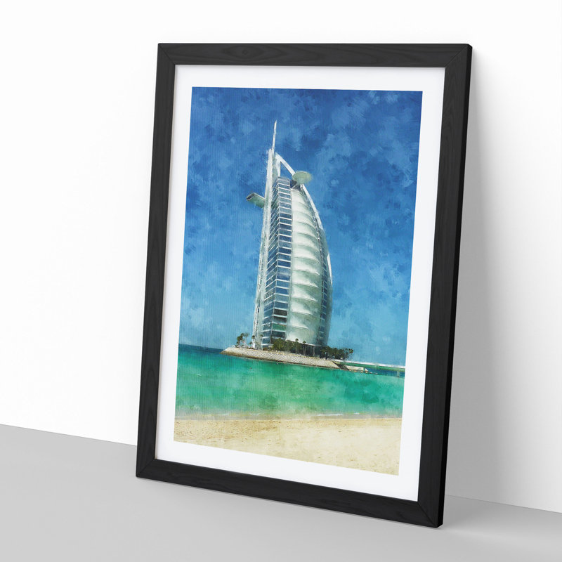 The Burj Al Arab in Dubai Vol.2 - Picture Frame Painting, 65cm H x 48cm W x 2cm D, Black Framed