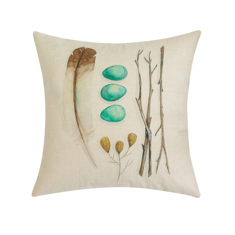 Feather, Eggs And Branches Pillow Cover