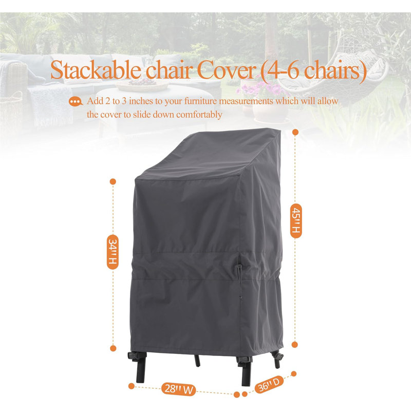 Gray Heavy Duty Waterproof Stackable Patio Chair Cover
