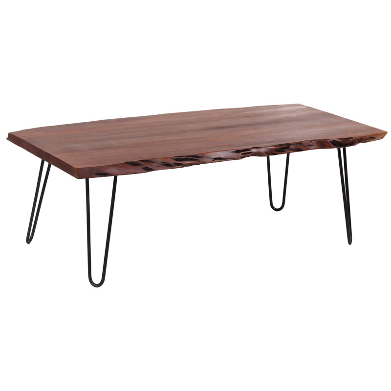 Table basse Acacia Live Edge avec pieds en épingle à cheveux