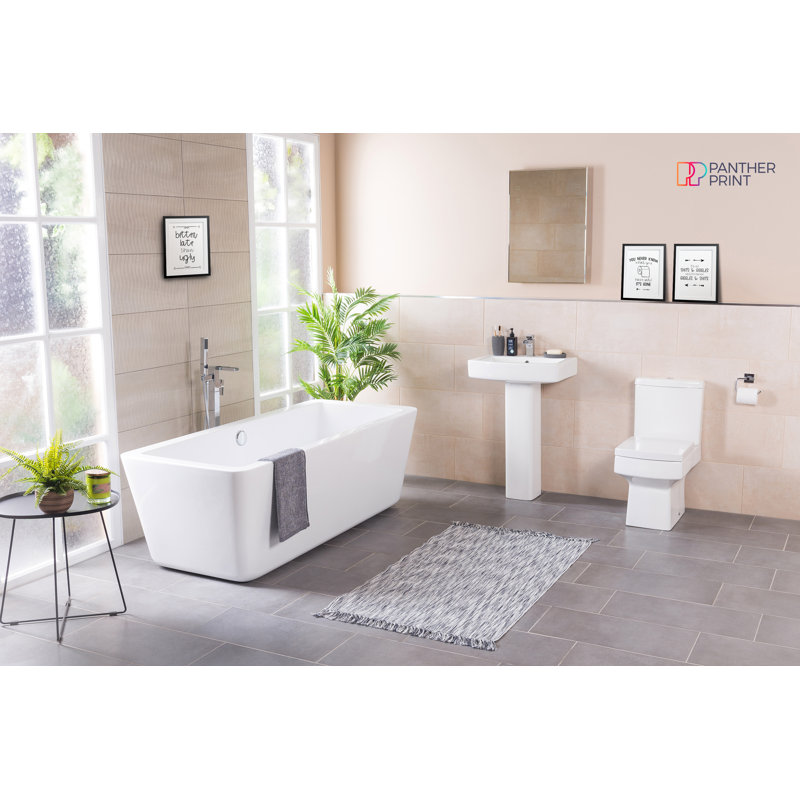 Funny Bathroom - 3 Piece Wrapped Canvas Print Set, 29.7cm H x 21cm W