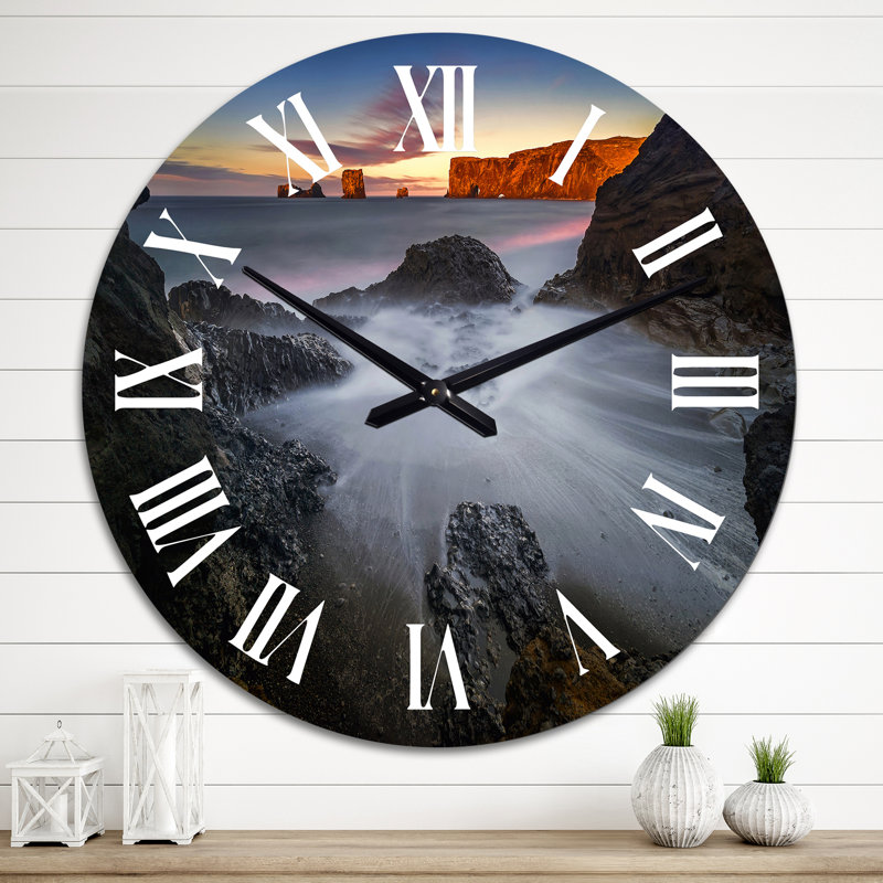 Horloge murale panoramique et arche rocheuse sur Desert Island II - nautique et côtière, Moyen