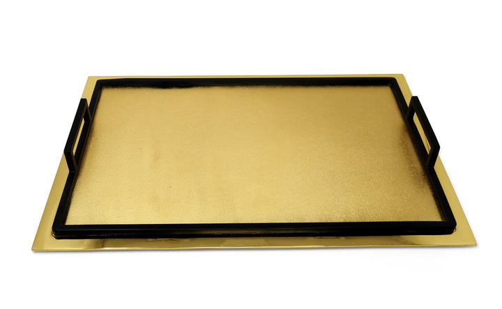 Stainless Steel Tray, Gold/Black, 1.75" H x  16.5" W x 10.5" D
