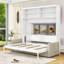 Grand lit escamotable mural avec canapé et tablettes de rangement-493396516