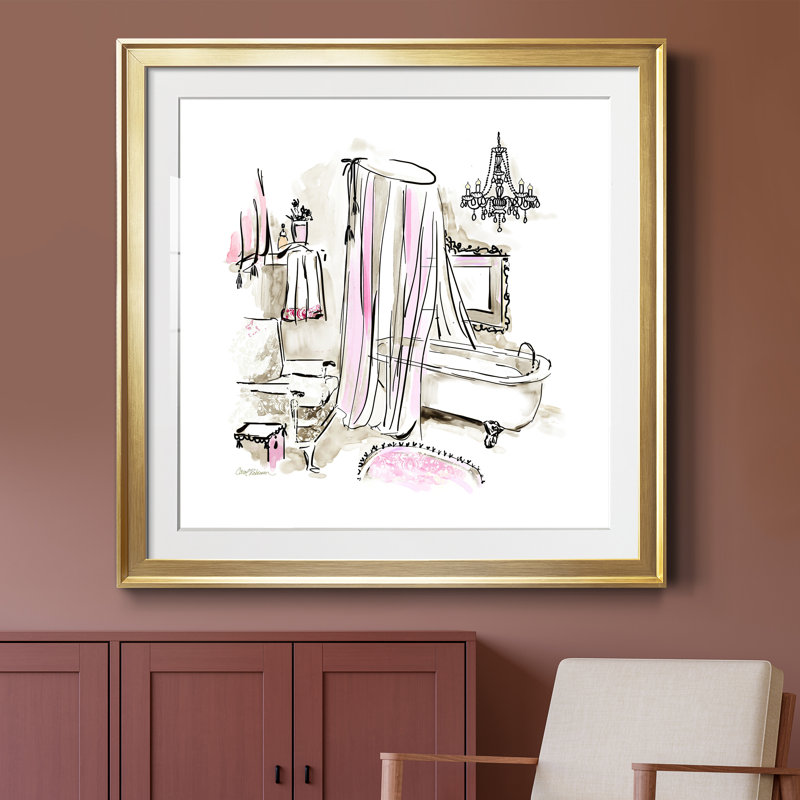 «Pink Opulence I», cadre photo, H 34,5 po x l 34,5 po x P 1,5 po, Papier encadré doré