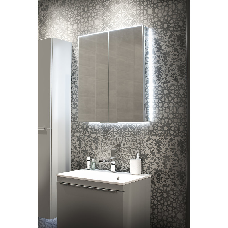 Ether W H Surface Frameless Medicine Cabinet Mirror 6 Adjustable, Vertical, 70cm H x 60cm W x 12.2cm D