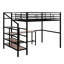 Lit mezzanine double en métal avec bureau, échelle de rangement latérale-2023630729