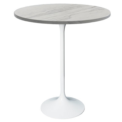 Heatherton Modern Bar Height Dining Table with Resin Top and White Steel Pedestal Base Kitchen Table Seats 2-6 Person