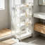 Chariot utilitaire roulant en plastique à 4 niveaux avec poignée, étagères de rangement mobiles pour cuisine, bureau, salon, buanderie, blanc