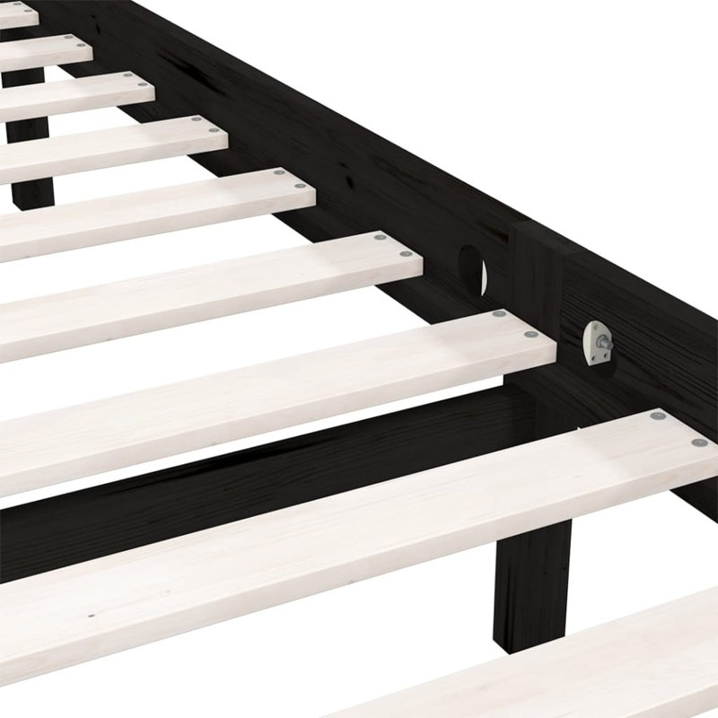 Deron Solid Wood Bed, Black, Small Single (2'6)