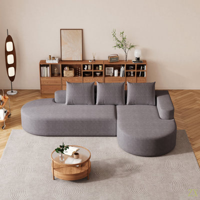 Boneless Modern Curved Sofa, Chenille Upholstered Sectional Sofa Couch Set, Modular 108.5" L Shaped Sectional Living Room Sofa Set With 3 Pillows, Free Combination Sofa Couch For Living Room, Bedroom