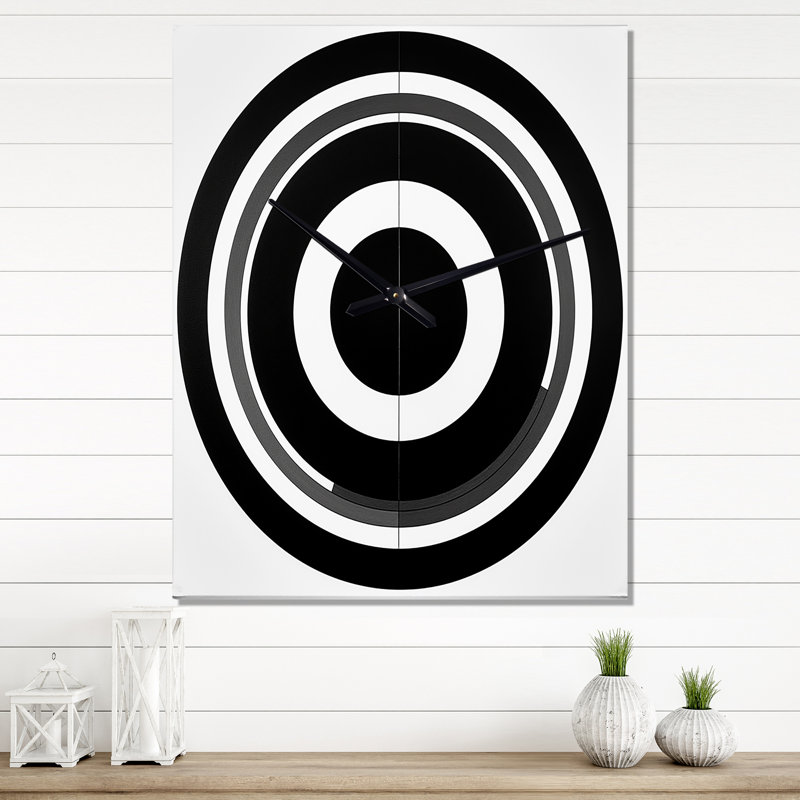 Horloge murale noire et blanche Bauhaus, H 28 po x l 12 po x P 1 po