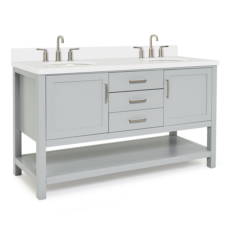 Ensemble de meuble-lavabo double 61 po Abby, Gris