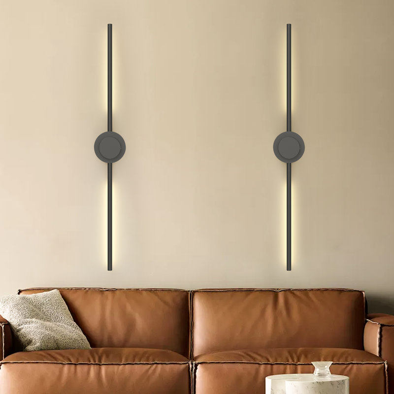 LED Dimmbale Flush Mounted Sconces, Battery Operated Wall Sconces With Remote, Black
