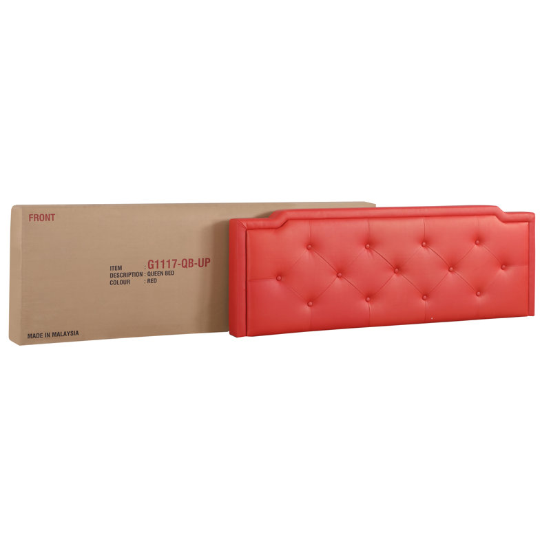 Upholstered Panel Bed, Queen, Red