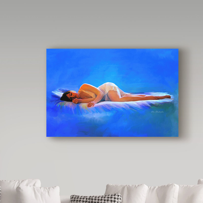 «In Bed», reproduction de peinture à l'huile sur toile tendue, H 22 po x l 32 po