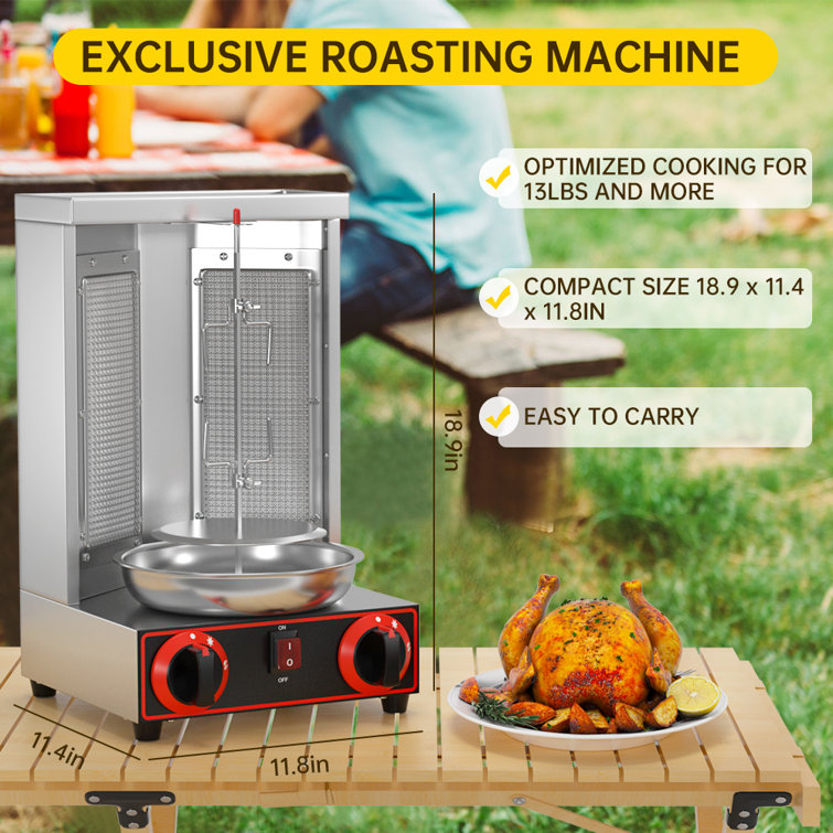 VEVOR Shawarma Grill Machine, 5 Strings of Barbecue Capacity, Chicken  Shawarma Cooker Machine with 2 Burners, Gas Vertical Broiler Gyro Rotisserie  Oven Doner Kebab Machine, for Home Restaurant Kitchen