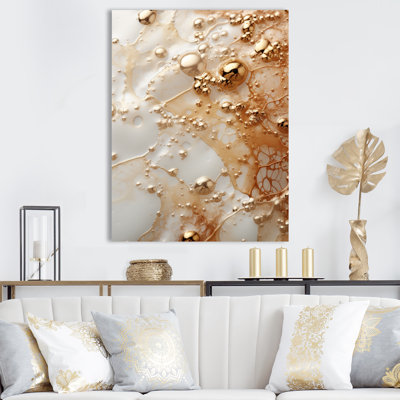 Blanc et or Champagne Flow II - Champagne, art mural