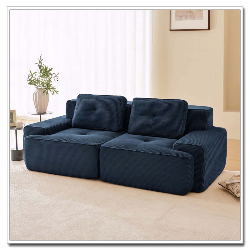 Canapé moderne en velours côtelé, Bleu - 2 sièges