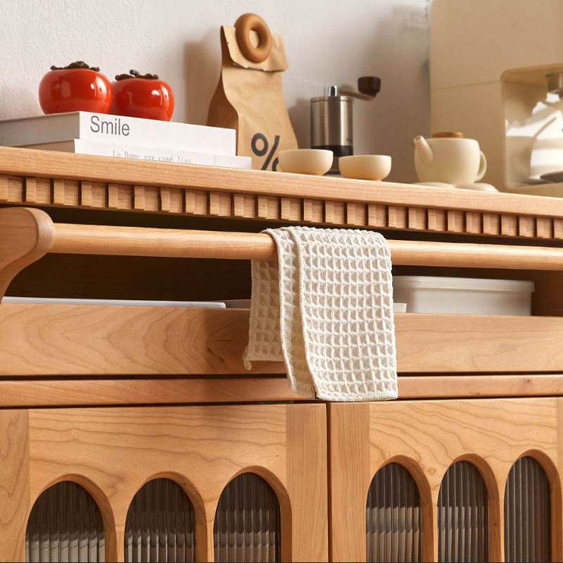 Buffet de rangement en cerisier multifonctionnel, 35.43" H x 47.24" W x 17.71" D