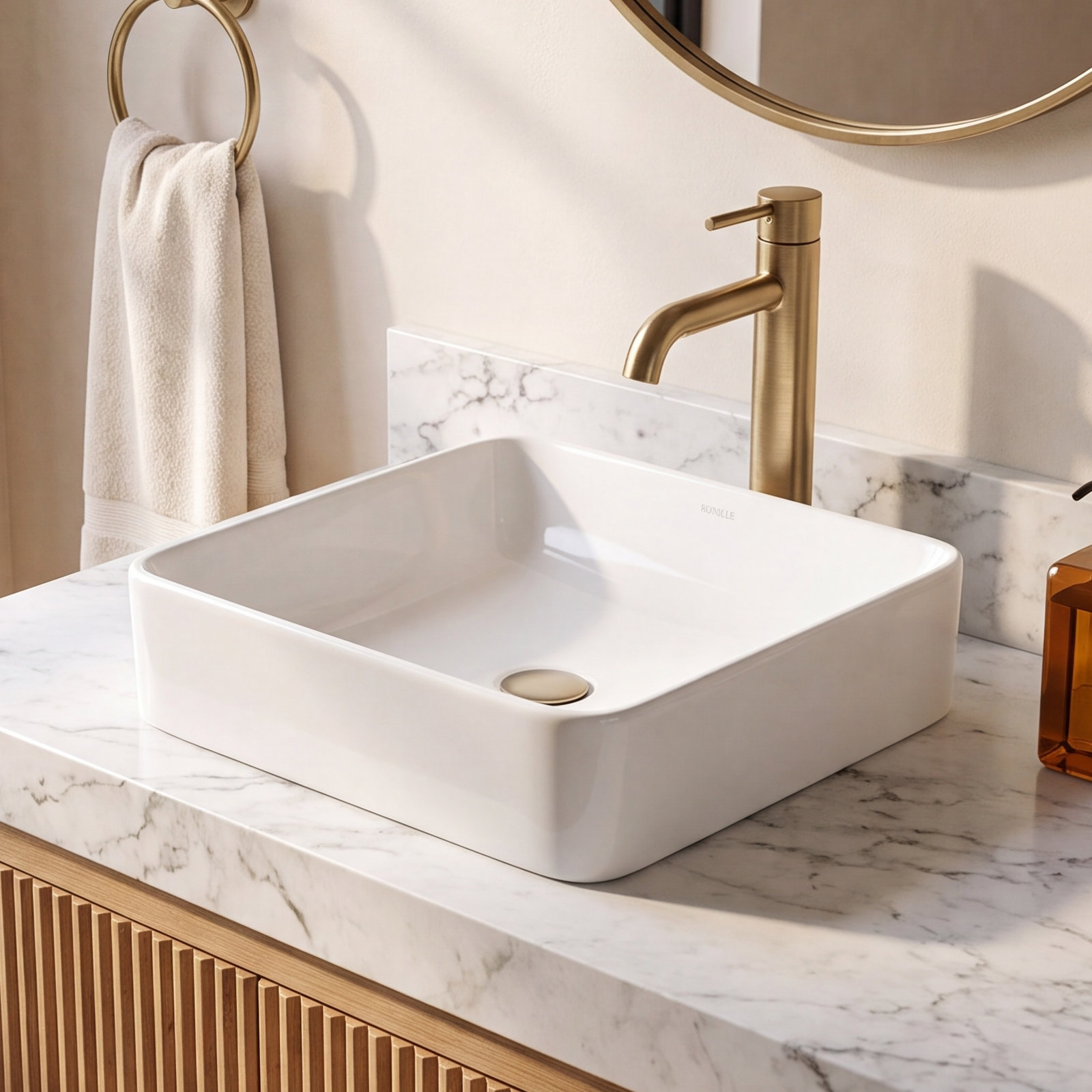 Vox Square Vessel Bathroom Sink, White