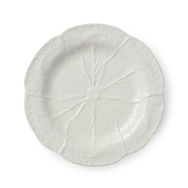 Ensemble de 4 assiettes à salade 3-D chou blanc Le Jardin - Assiettes en grès ivoire sculpté - Vaisselle traditionnelle