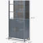 Garde-manger de 76,75 po de hauteur avec portes en verre, vitrine en acier avec verre à 3 côtés et lumières DEL, vitrine avec rangement-687389284