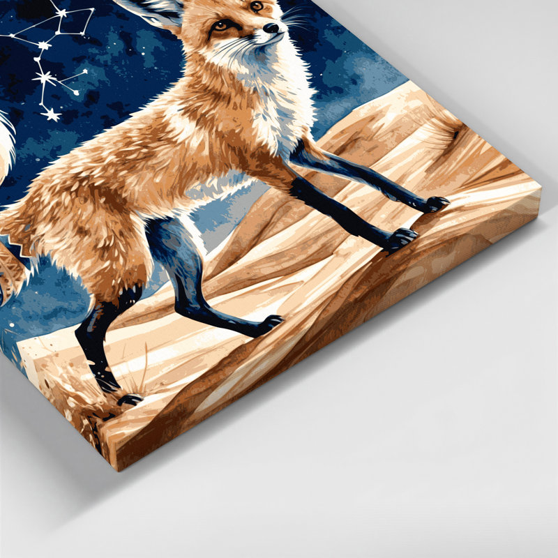 Faune sauvage, renard fennec, art mural sur toile grise, H 24 po x l 36 po
