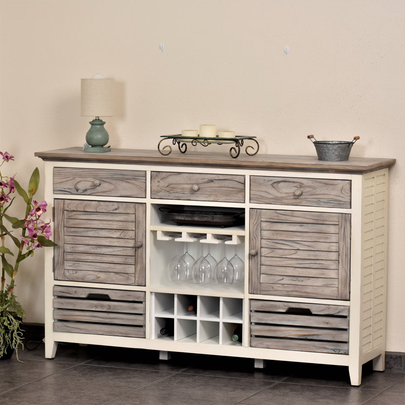 Islamorada - Sideboard with Wine Rack - Dapple Grey and Blanc Finish