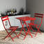 Bistro pliable à 3 terrasses - rouge. Table et chaises en métal. , Pour l'intérieur et l'extérieur. Assemblage facile. Rouille rayée. Support de chaise de 330 lb. Balcons bistro peu encombrants, meubles 3 pièces. Fabrication.