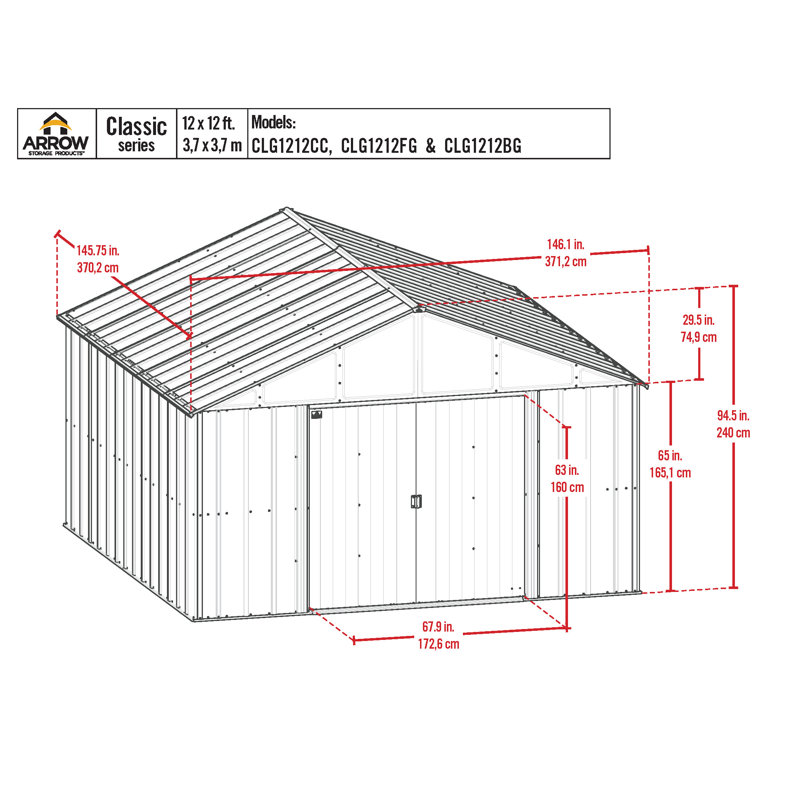 12 ft x 12 ft Blue Grey Steel Storage Shed