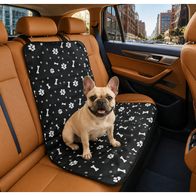 Pour vos déplacements quotidiens avec votre animal de compagnie, cette housse de siège arrière noire et ivoire combine protection imperméable et antidérapante.