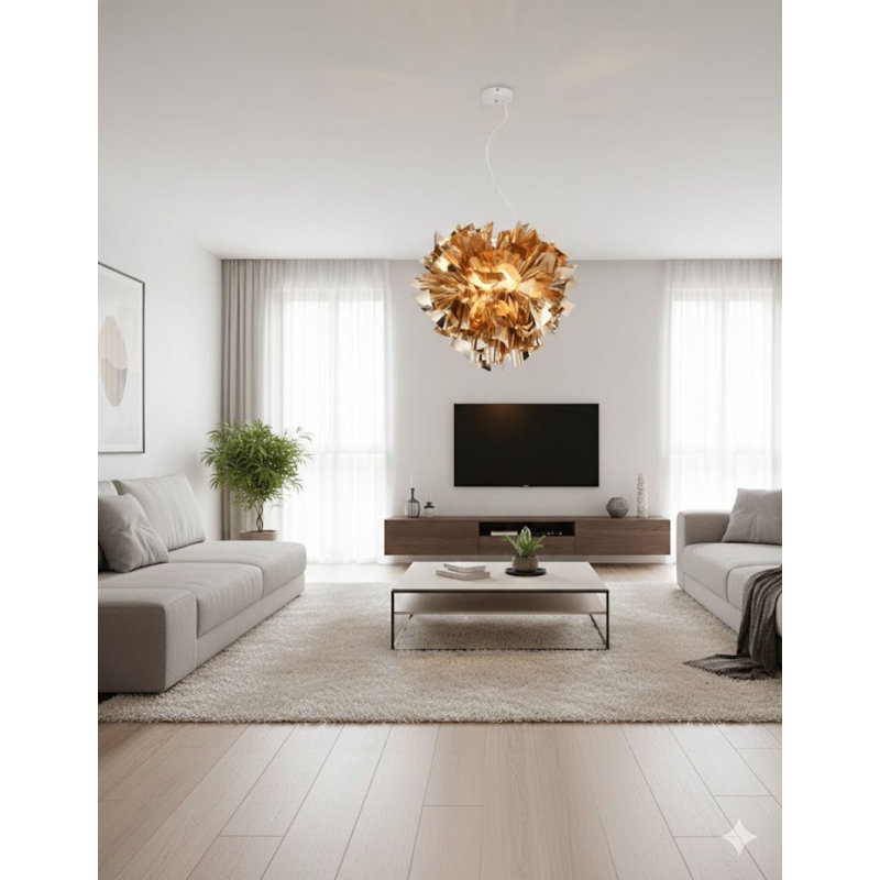 Lustre en métal à 1 lumière Beamon avec un abat-jour en acrylique doré brillant