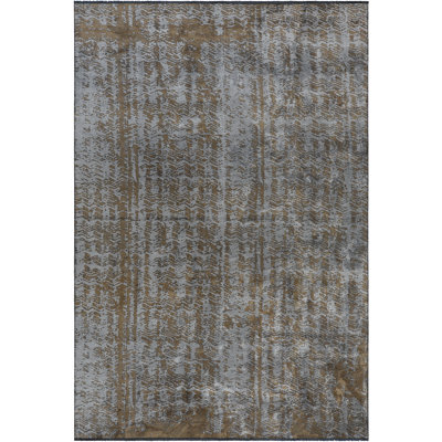 Rapture Abstract Area Rug in Siver Gray/Mink Brown