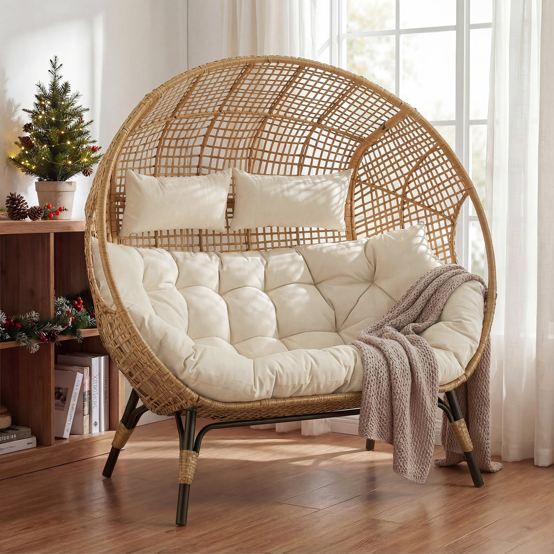 Damarie 2-Person Wicker Rattan Egg Chair Dakota Fields 